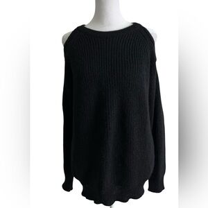 IRO Black open shoulder merino wool blend long Sweater